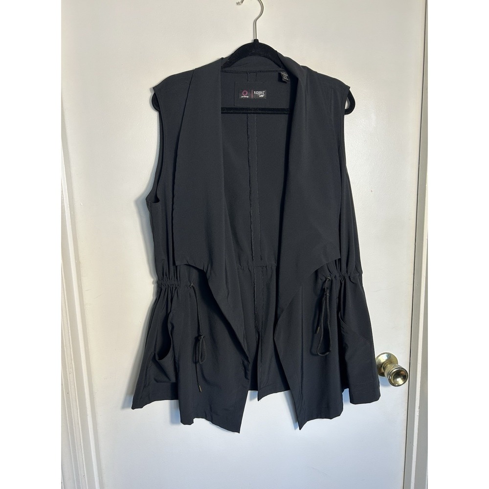 Riders by Lee On The Go Black Vest XXXL 3XL Waterfall Collar Drawstring Pockets